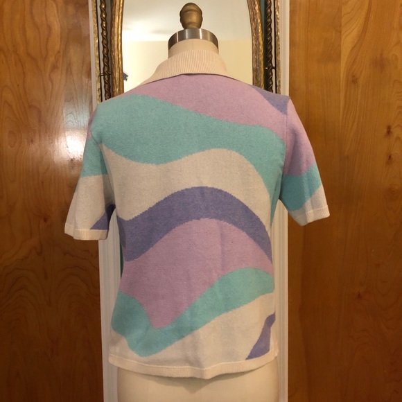 NWT Mod, retro style pastel swirl pullover knit polo sweater, from ASOS - Picture 4 of 4
